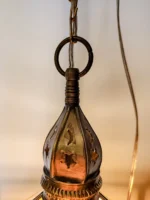 Handcrafted Moroccan brass hanging lamp Moon & Stars glass lantern - Image 6