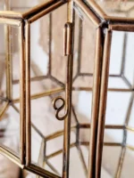 Handcrafted Moroccan brass hanging lamp Moon & Stars glass lantern - Image 4