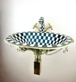 Brass Sink Resin Checker Board Black And White Design - Image 3