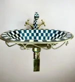 Brass Sink Resin Checker Board Black And White Design - Image 4