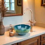 Handmade Moroccan Ceramic Sink & Brass Faucet Set