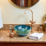 Handmade Moroccan Ceramic Sink & Brass Faucet Set - Image 5